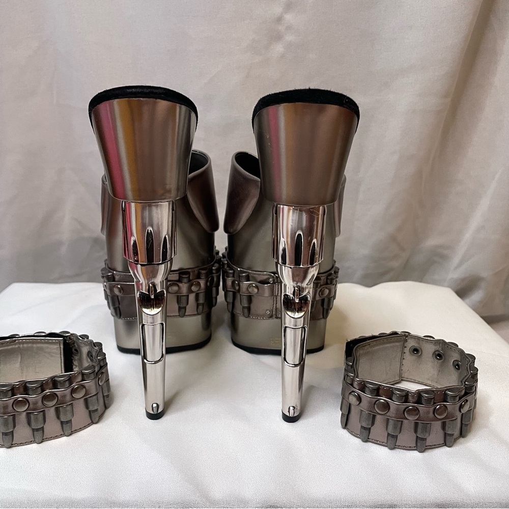 Pleaser Metallic Silver Platform Heels - Picture 5 of 7